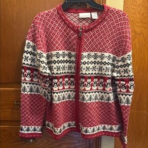 Croft & Barrow Festive Red and White Silk and Angora Wool Sweater
